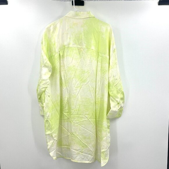 NWT Everlane x Marques Almeida Tie-Dye Satin Seafoam Button Down Tunic Shirt L - Picture 9 of 9